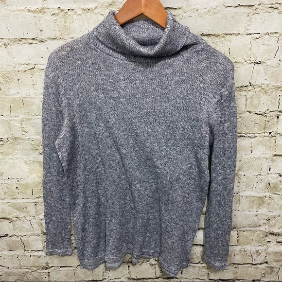 Mudpie Heathered Gray Ribbed Turtleneck Sweater - Picture 1 of 5